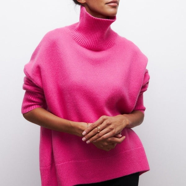 Ladies' Jumper with Roll Neck and Soft Fabric