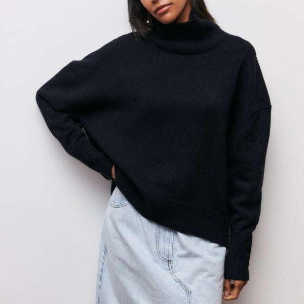 Ladies' Jumper with Roll Neck and Soft Fabric