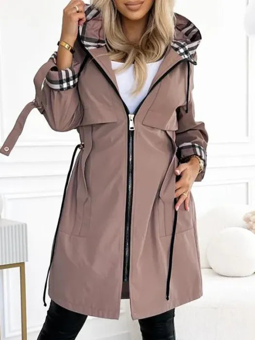 Women's Hooded Waterproof Parka with Zipper