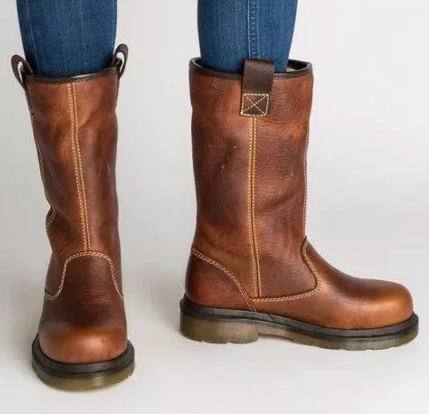 Women's Mid-Calf Winter Boots with Slip-On Design and Foldable Cuff