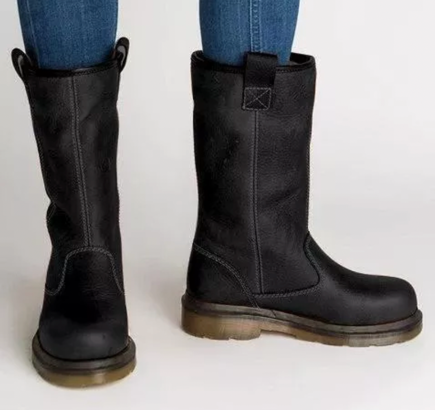 Women's Mid-Calf Winter Boots with Slip-On Design and Foldable Cuff