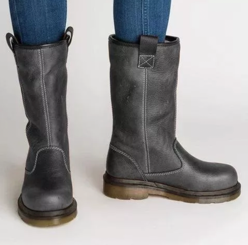 Women's Mid-Calf Winter Boots with Slip-On Design and Foldable Cuff