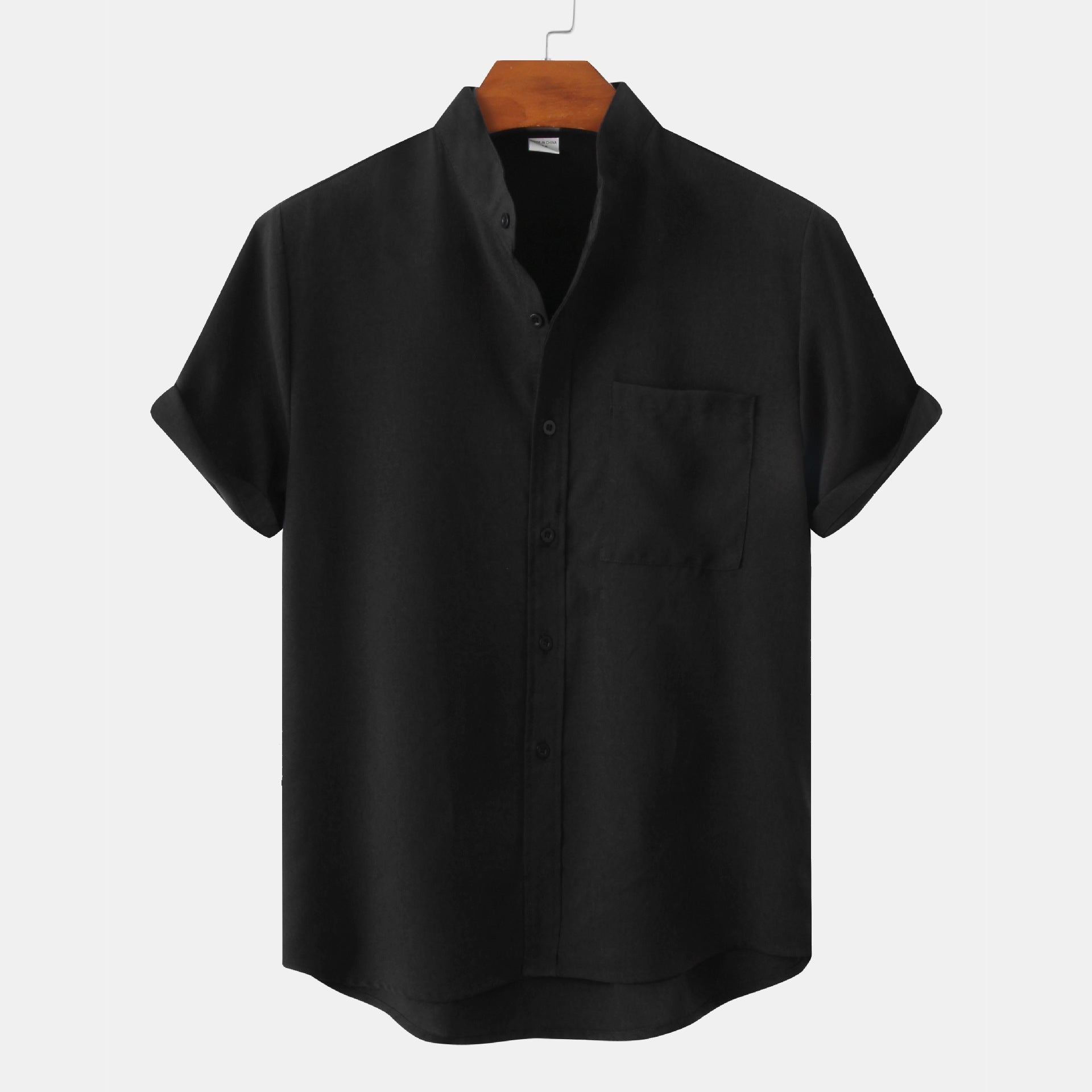 Solid Colour Cotton Button-Up