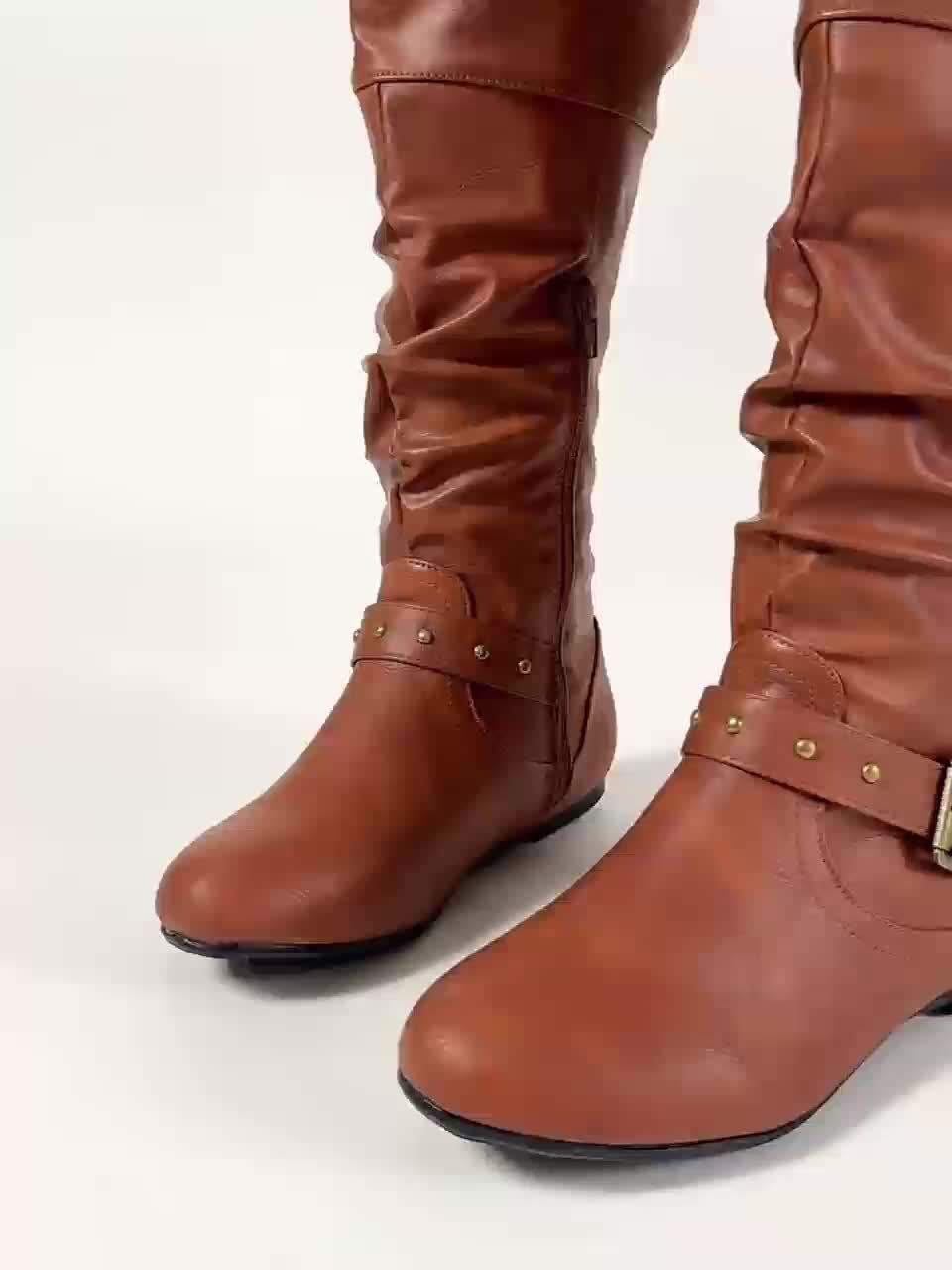 Tara | Tall Slouchy Buckle Boots