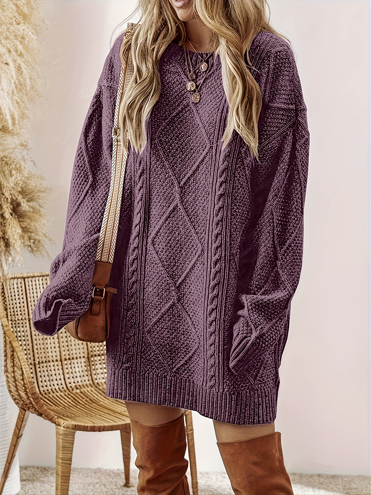 Iris | Cozy Cable-Knit Sweater Dress