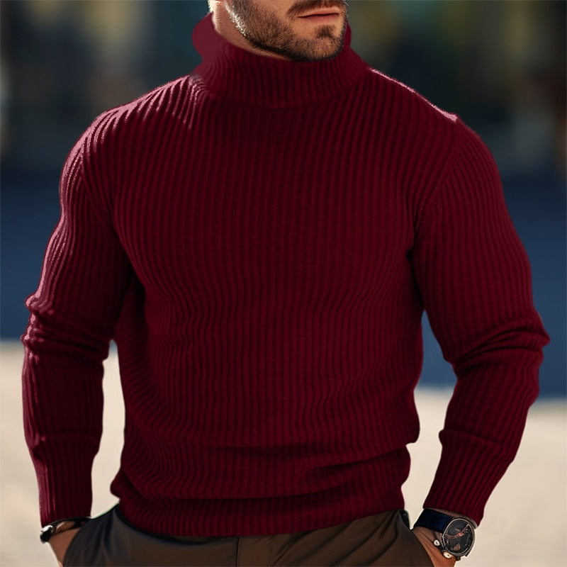Alaric | Textured Ribbed Turtleneck Knit