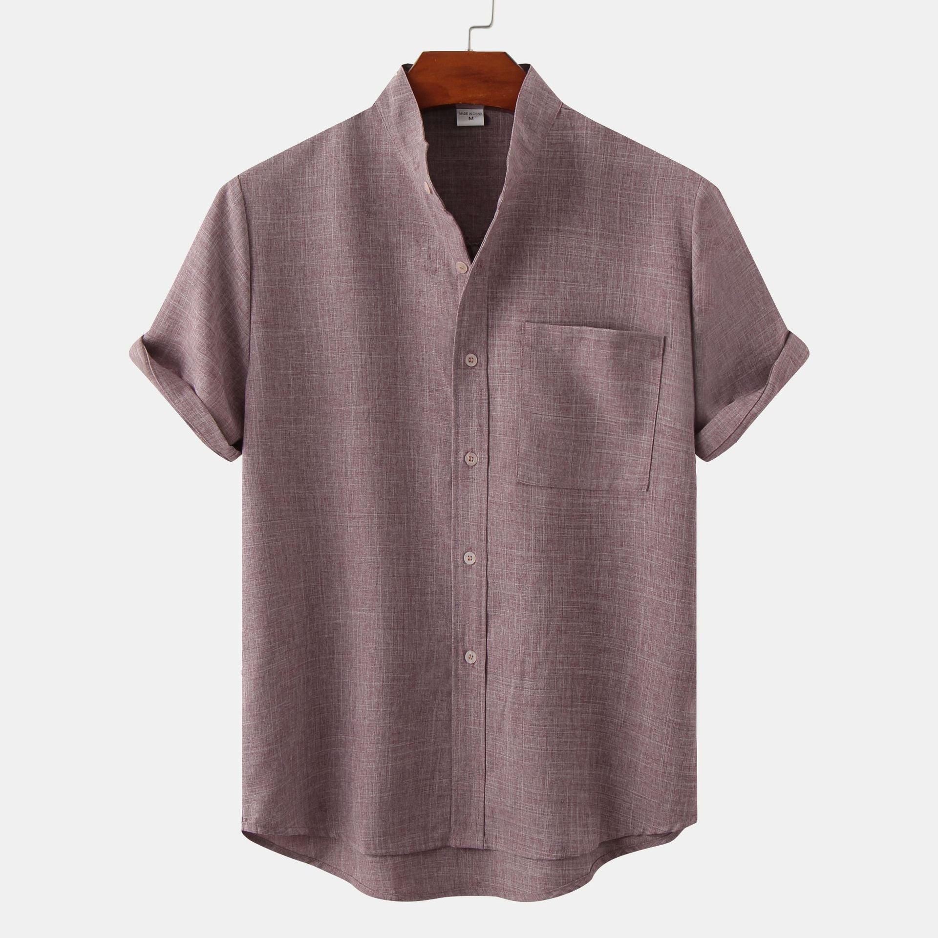 Solid Colour Cotton Button-Up