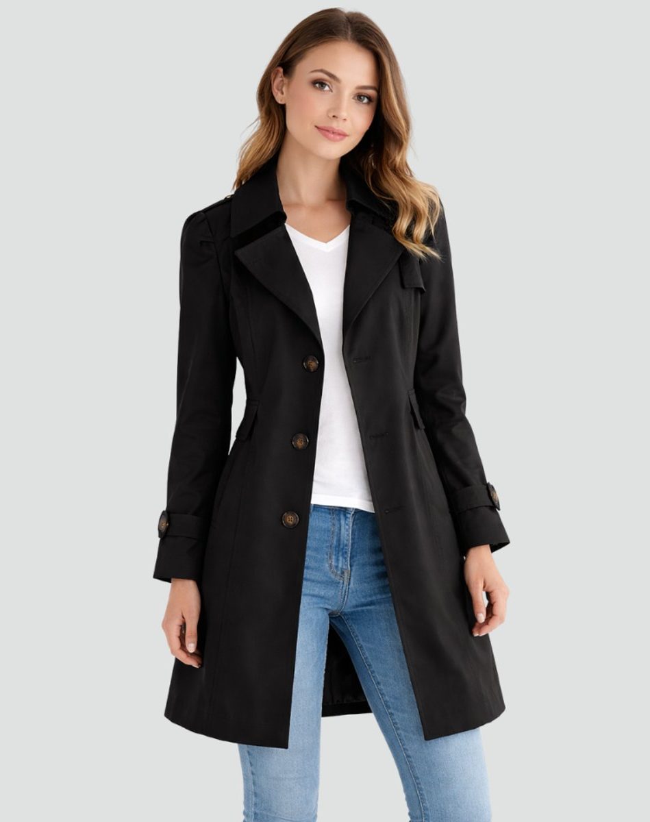 Women's Transitional Trench Coat with Pockets