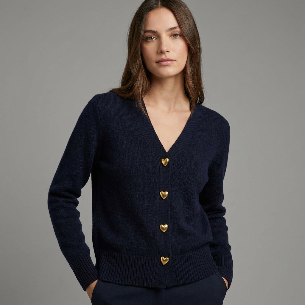 Ladies' Regular Fit V-Neck Button Closure Long Sleeve Casual Autumn Cardigan