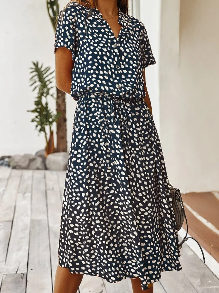 Nomi – Women’s Midi Dress with Adjustable Waist and Summer Print