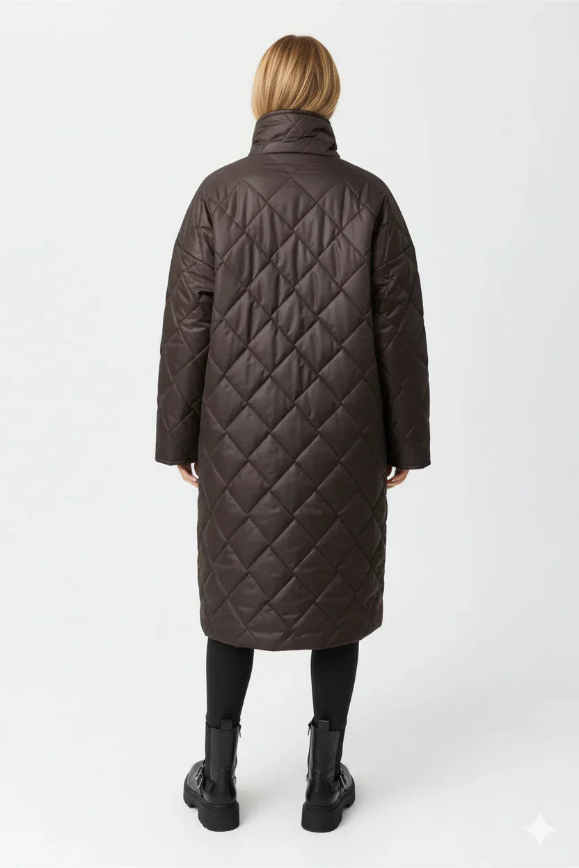 Long Padded Coat for Women Reversible with Leopard Print