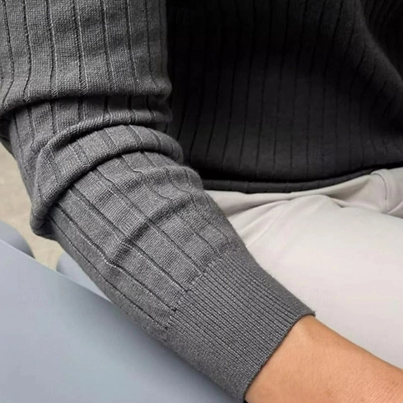 Declan | Textured Ribbed Henley Sweater