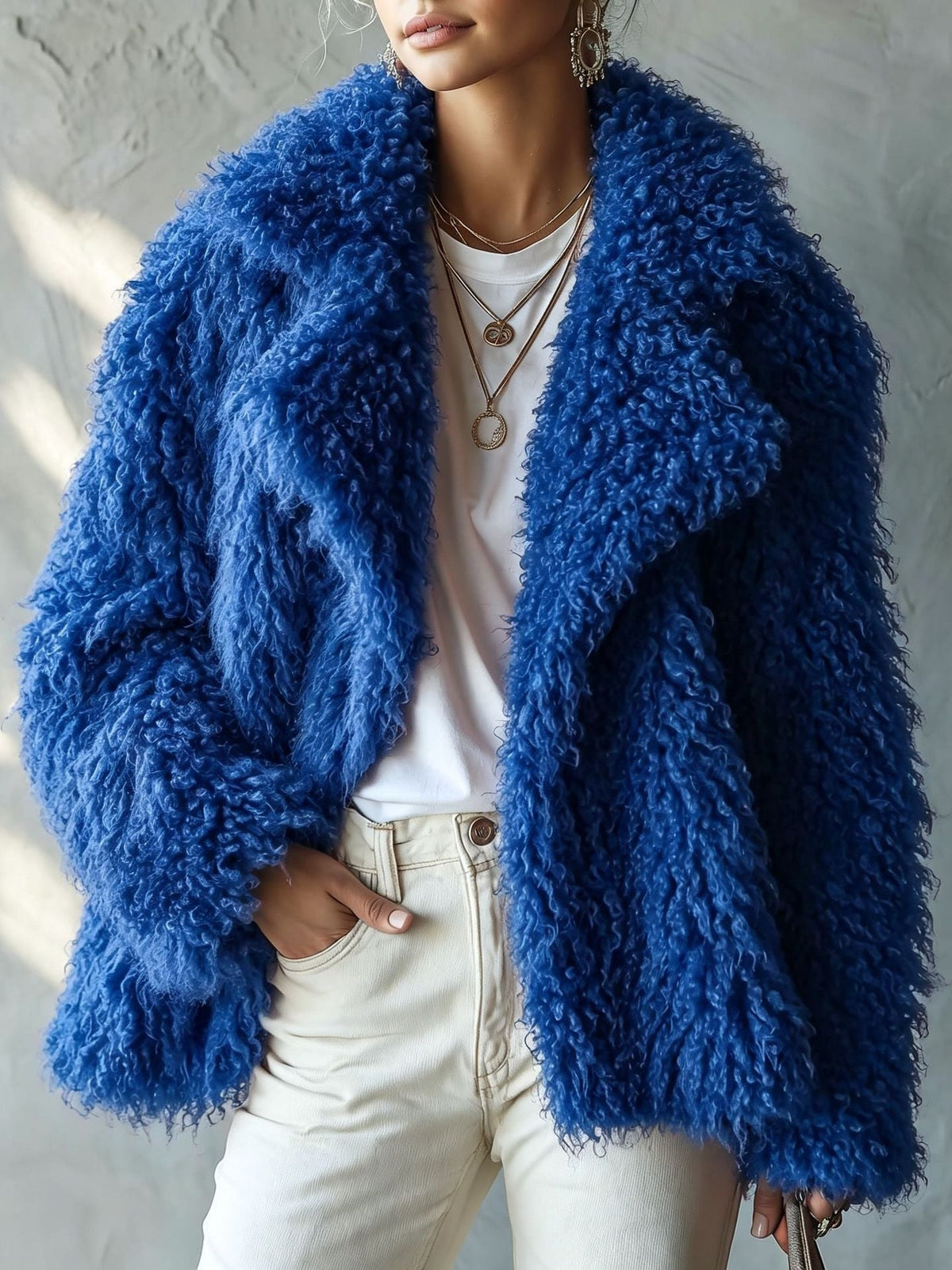 Sara | Women's Relaxed Fit Thick Teddy Jacket with Oversized Collar