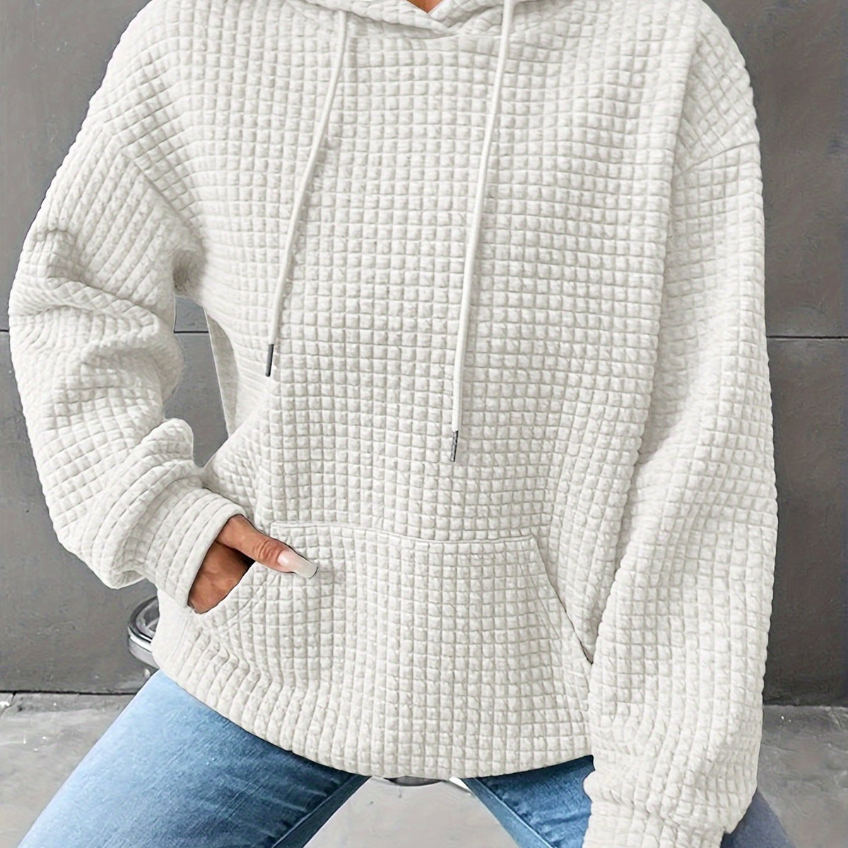 Women's Hooded Sweatshirt | Cozy Waffle Texture