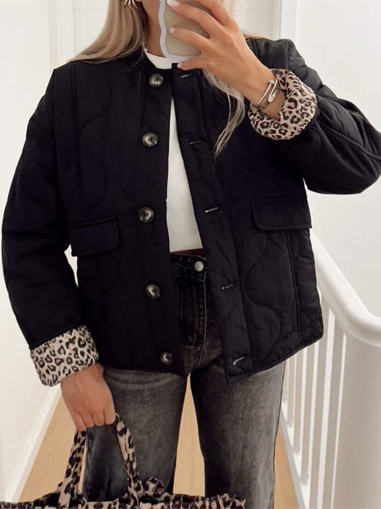 Elegant Ladies' Coat with Leopard Lining