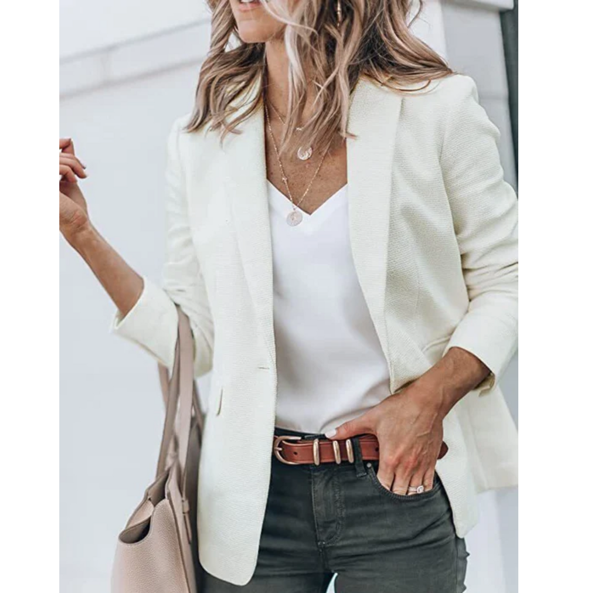 Custom-Fit Women's Blazer with Notched Lapel, Flap Pockets, and Back Vent