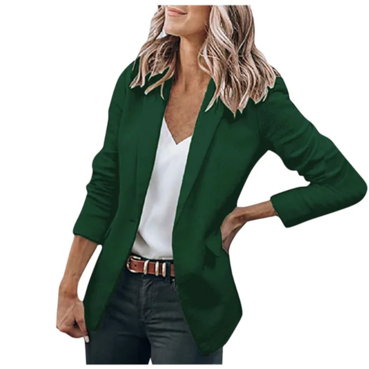 Custom-Fit Women's Blazer with Notched Lapel, Flap Pockets, and Back Vent