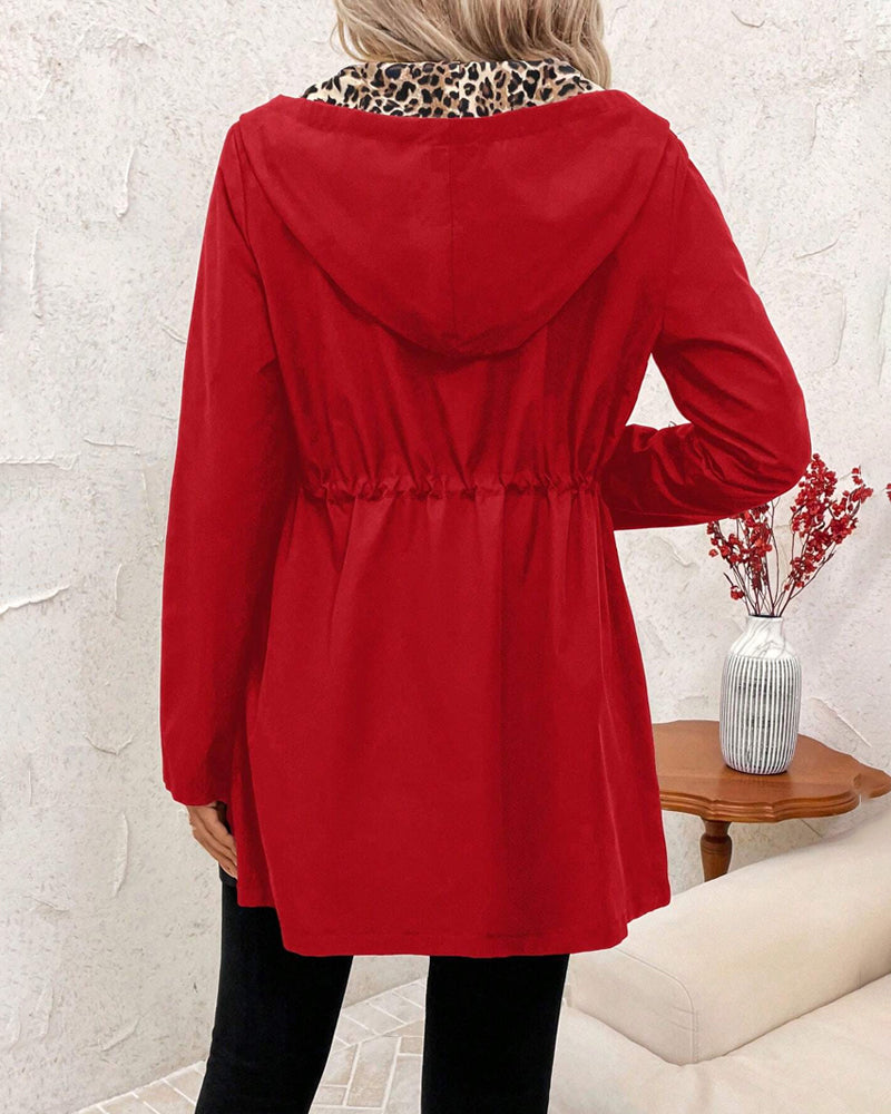 Women's Reversible Hooded Coat in Leopard Print