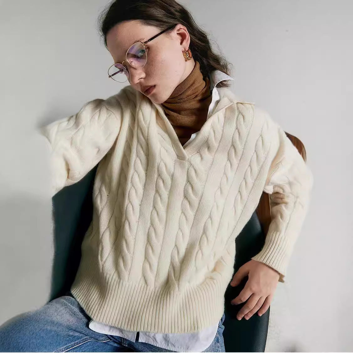 Pure Wool Polo Sweater
