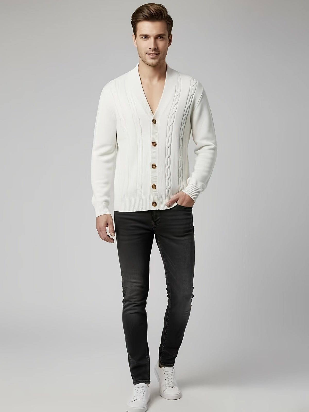 Donovan | Button-Up Cable Knit Cardigan