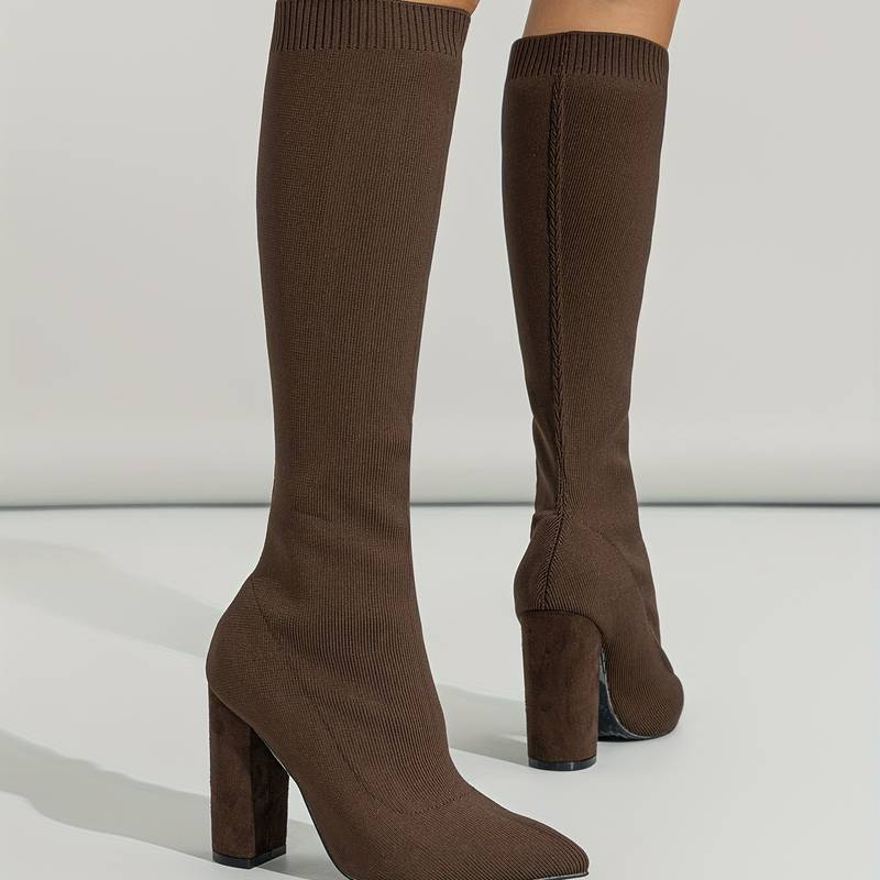 Knee-High Sock Fit Boots for Women with Pointed Toe