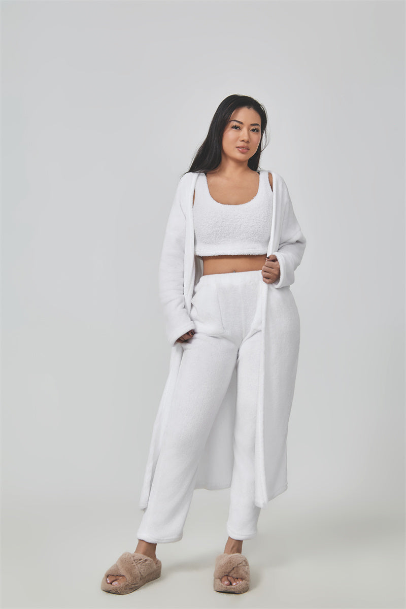 Emma | Cozy Loungewear Set – Top, Wide-Leg Trousers, and Long Cardigan