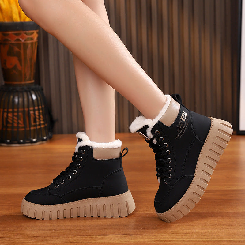 Anna | Women's Lace-Up Ankle Boots with Fleece Lining – Flat Winter Footwear in Two Colors