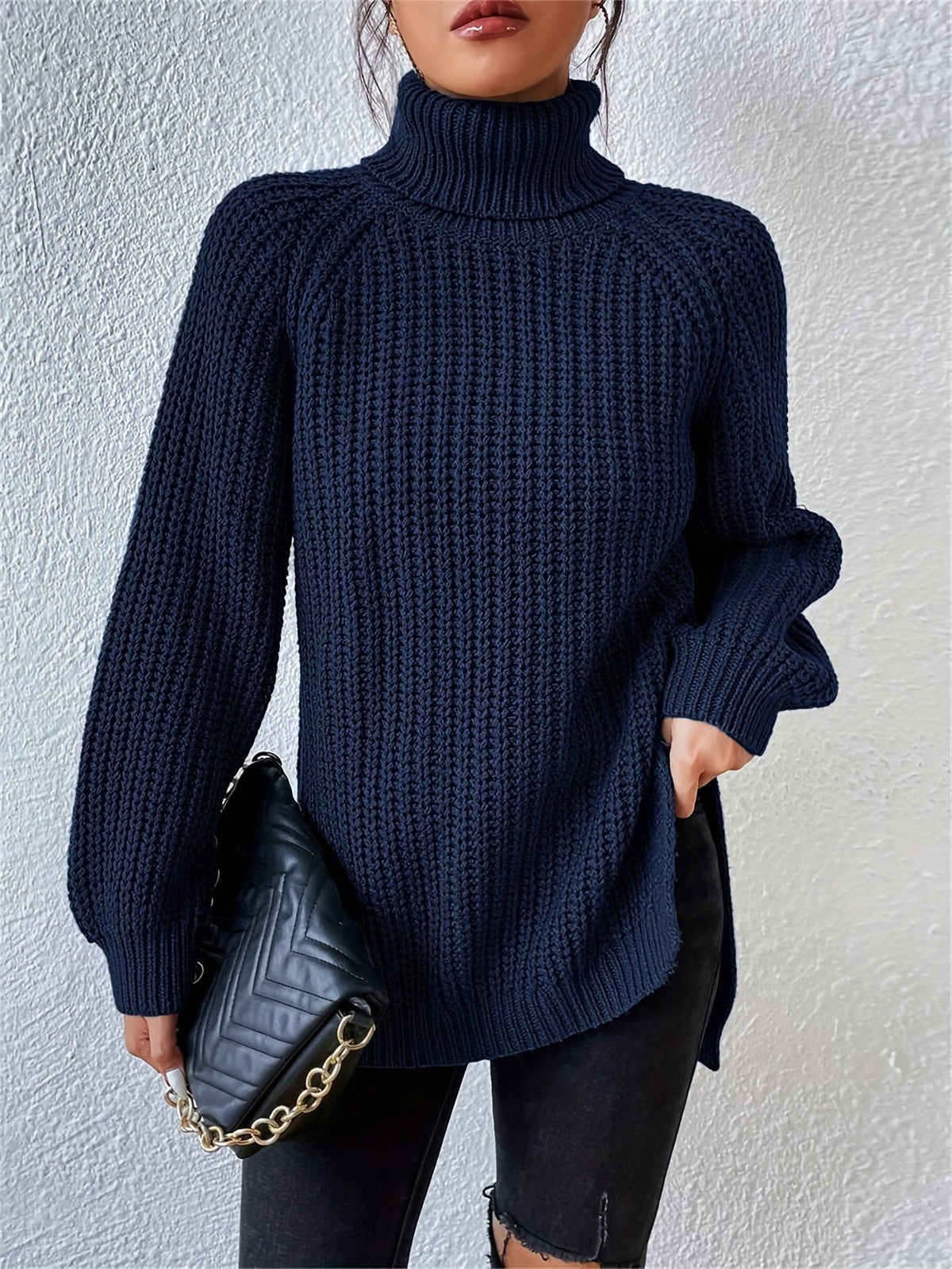 Women's Tailored Sweatshirt with High Collar