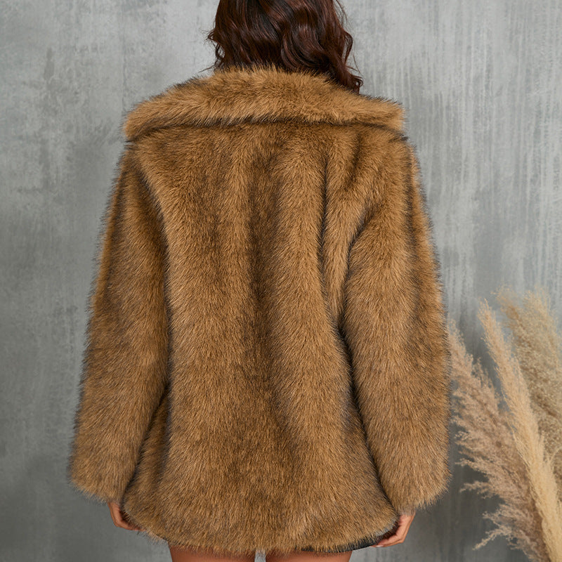 Alva | Women's Plush Faux Fur Coat with Stylish Lapel Collar