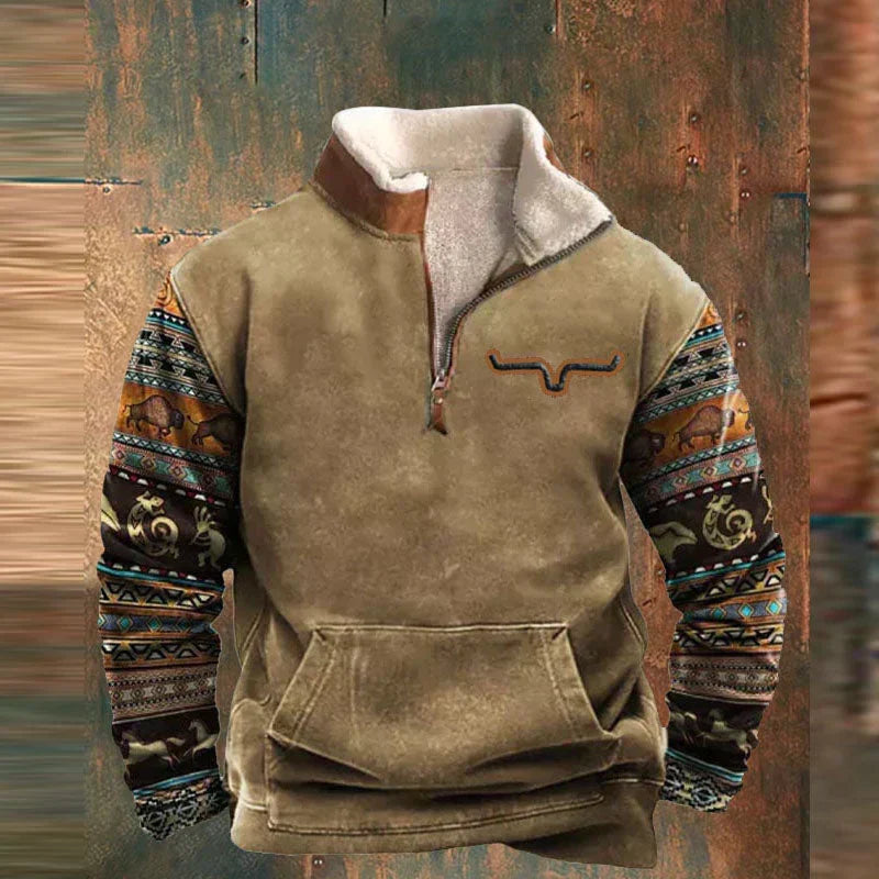 Jumpers for Men | Warm Vintage Sweater | Casual Roll Neck with Zip
