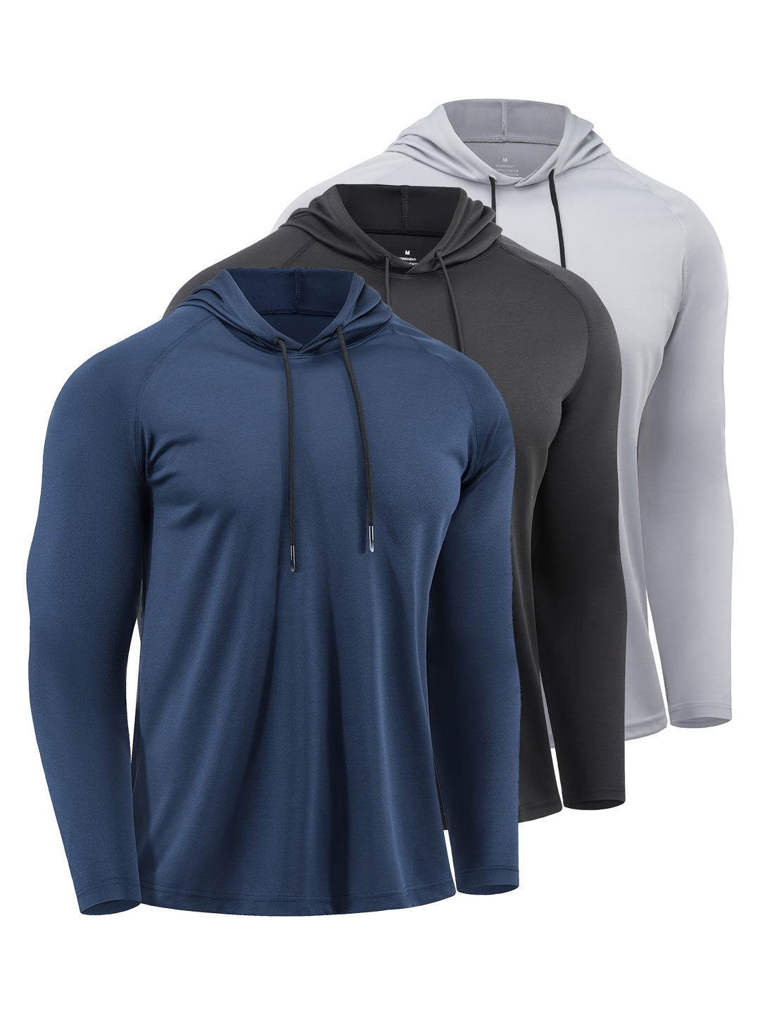 Men's Hoodies (3-Pack) | Quick-Drying & Breathable | Sports Style with Hood | Polyester