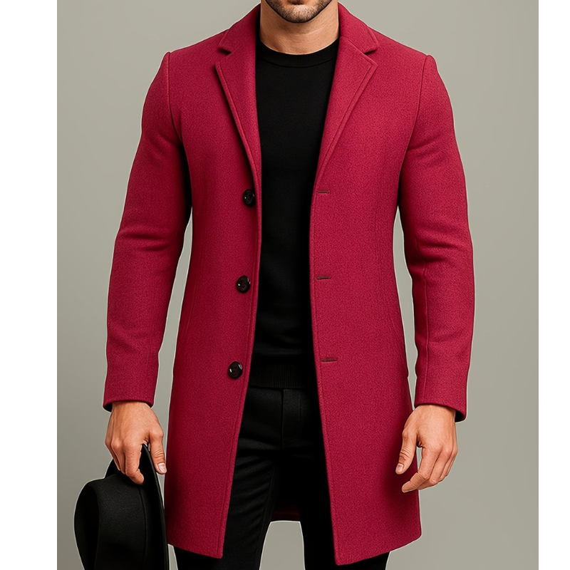 Men's Winter Coat | Long Coat with Buttons | Windproof & Stylish Design