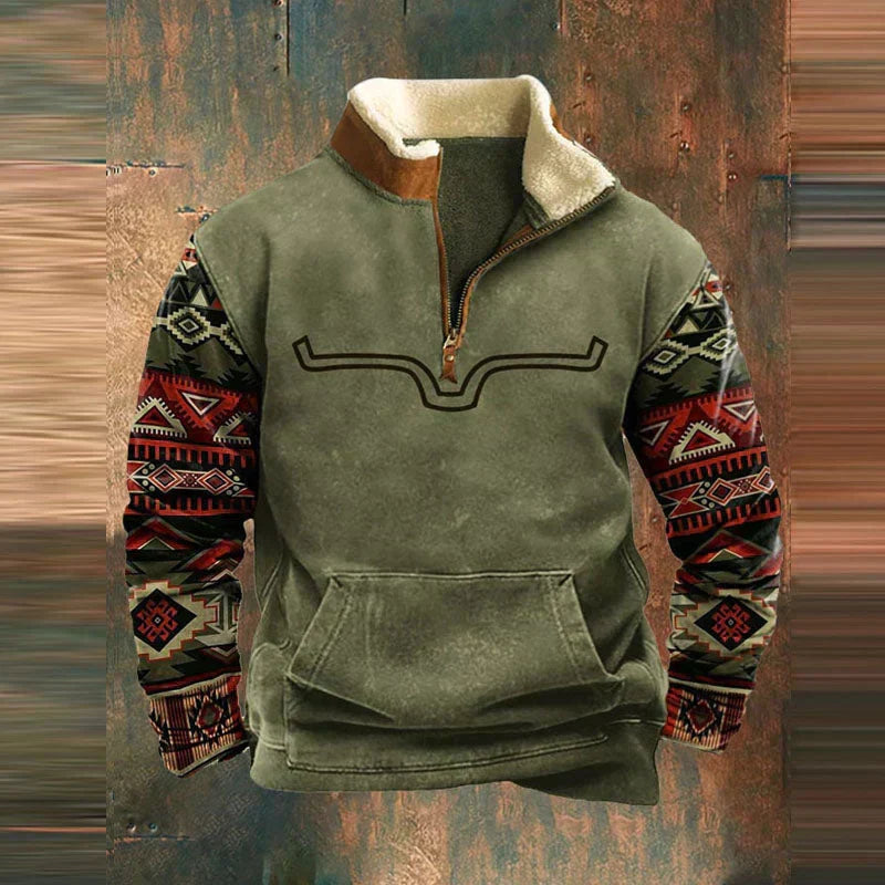 Jumpers for Men | Warm Vintage Sweater | Casual Roll Neck with Zip