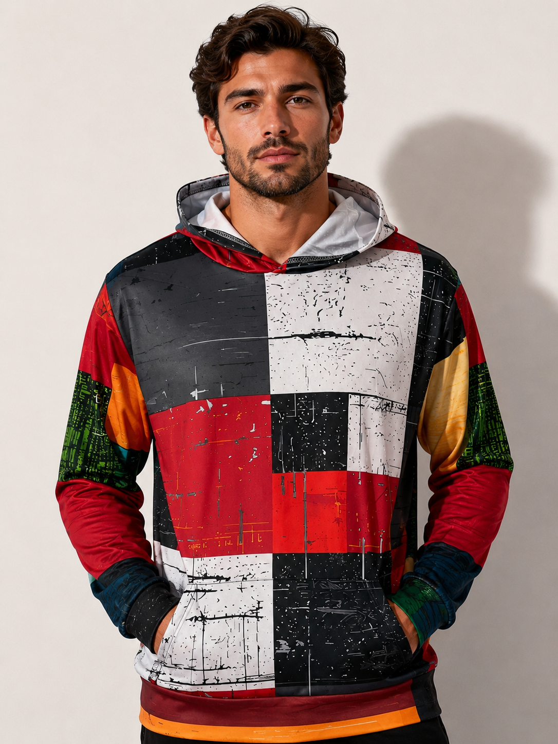 Men's Hoodie | 3D Check Print | Streetstyle & Casual | Polyester