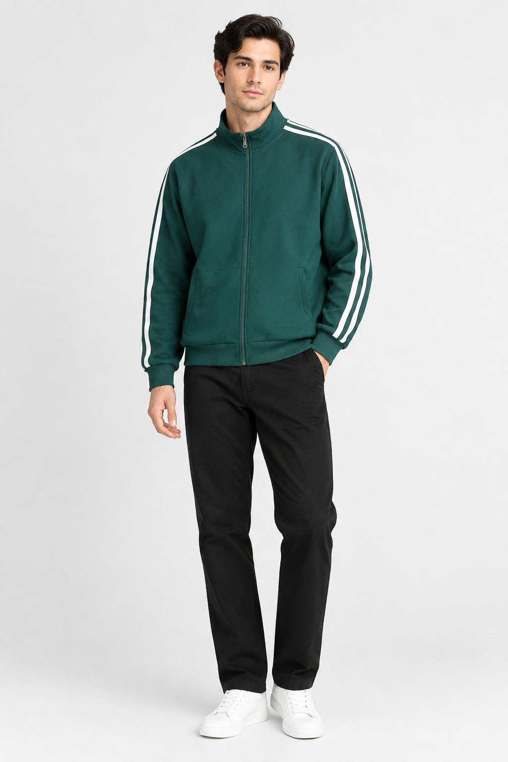 Men's Lightweight Sports Jacket | Lightweight & Breathable | Baseball Collar & Striped Sleeves