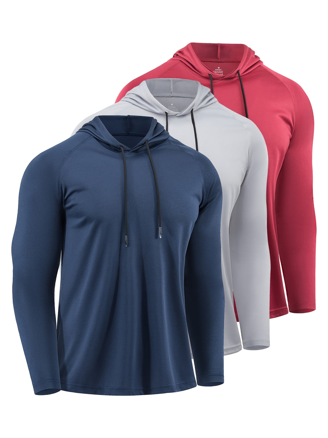 Men's Hoodies (3-Pack) | Quick-Drying & Breathable | Sports Style with Hood | Polyester
