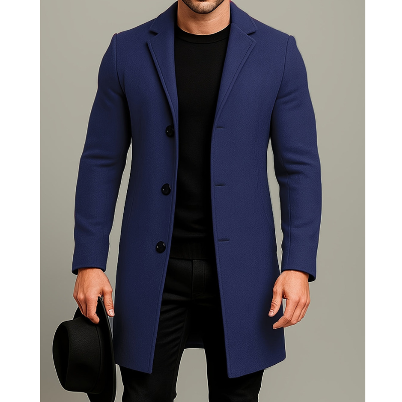 Men's Winter Coat | Long Coat with Buttons | Windproof & Stylish Design