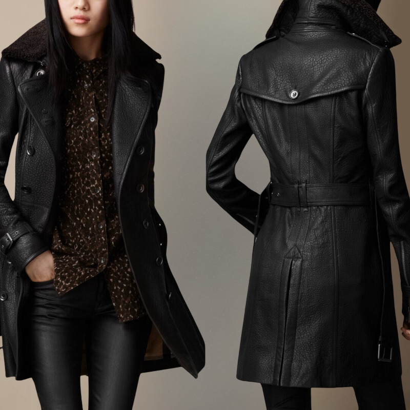 Premium Leather Trench Coat