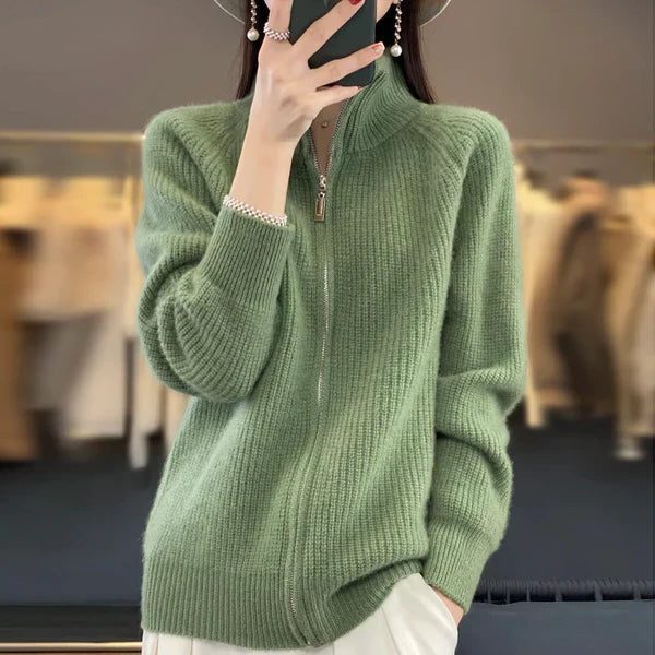 Women's Zip-Up Knitted Cardigan