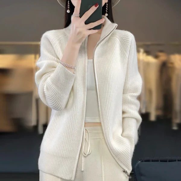 Women's Zip-Up Knitted Cardigan