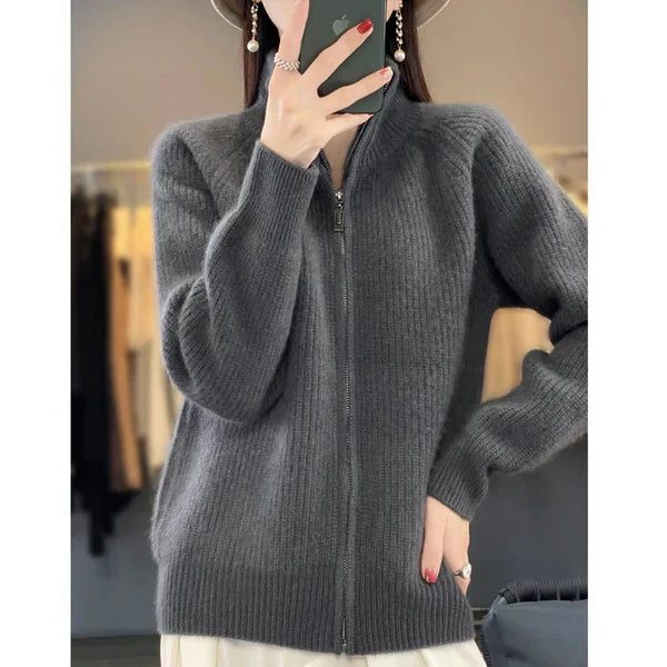 Women's Zip-Up Knitted Cardigan