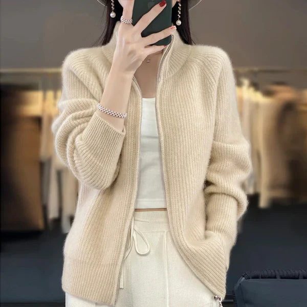 Women's Zip-Up Knitted Cardigan