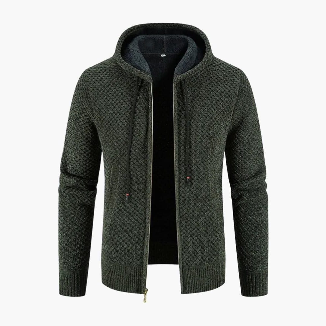 Men's Long Sleeve Knitted Zip-Up Hoodie