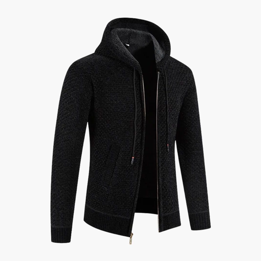 Men's Long Sleeve Knitted Zip-Up Hoodie