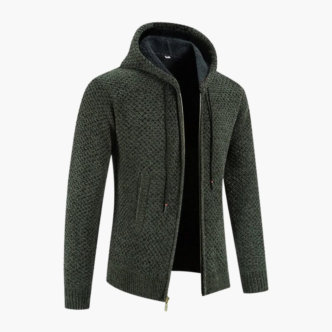 Men's Long Sleeve Knitted Zip-Up Hoodie
