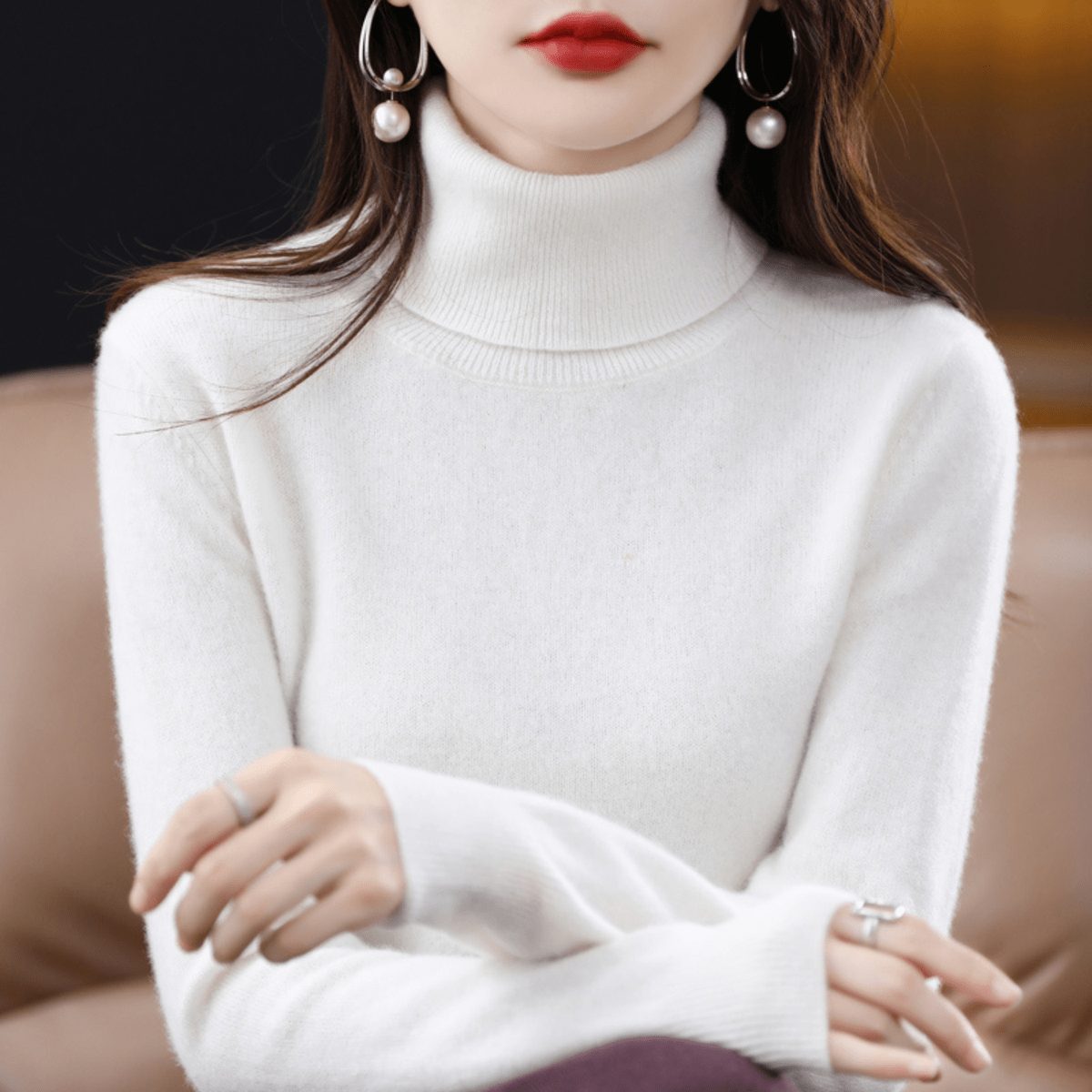 Women's High Neck Knitted Sweater
