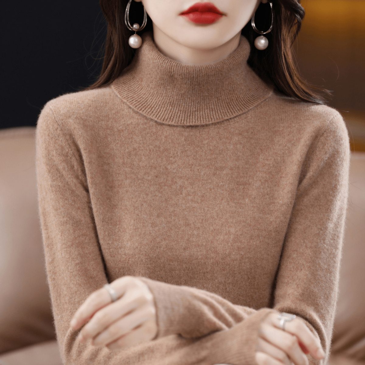Women's High Neck Knitted Sweater
