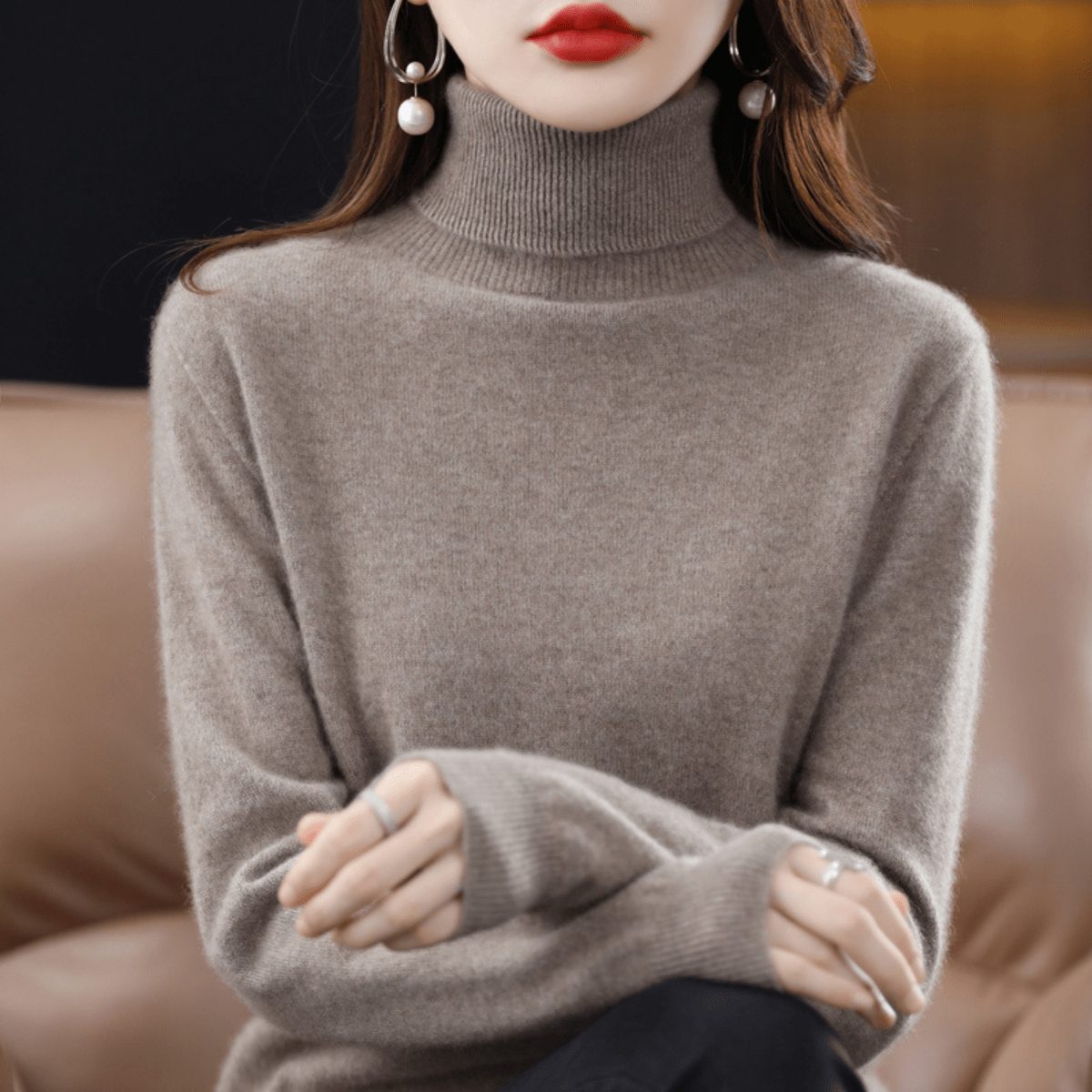 Women's High Neck Knitted Sweater