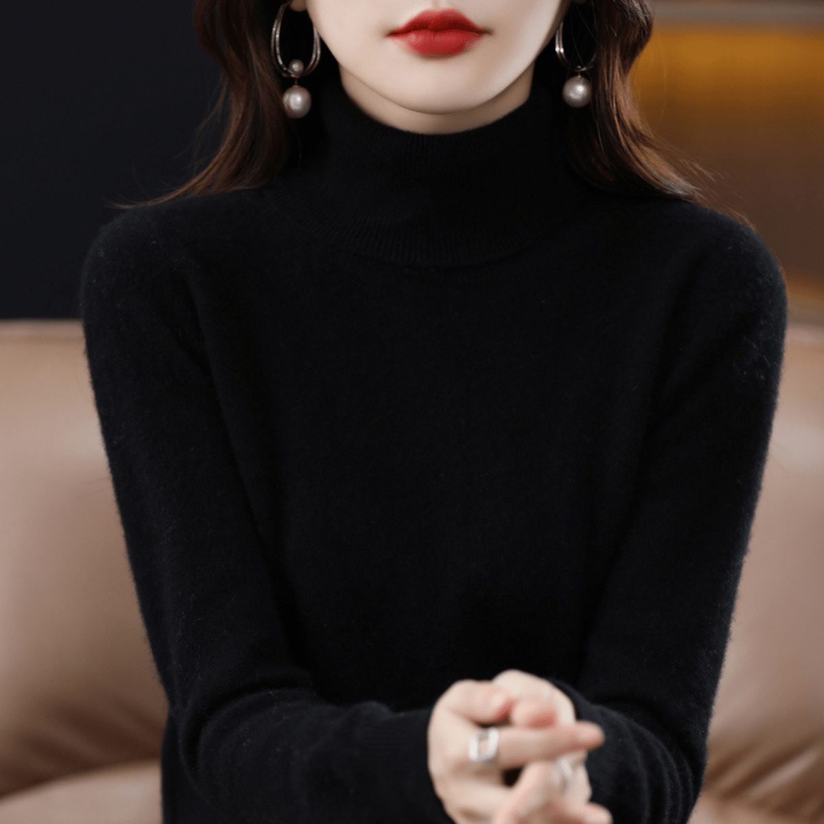 Women's High Neck Knitted Sweater