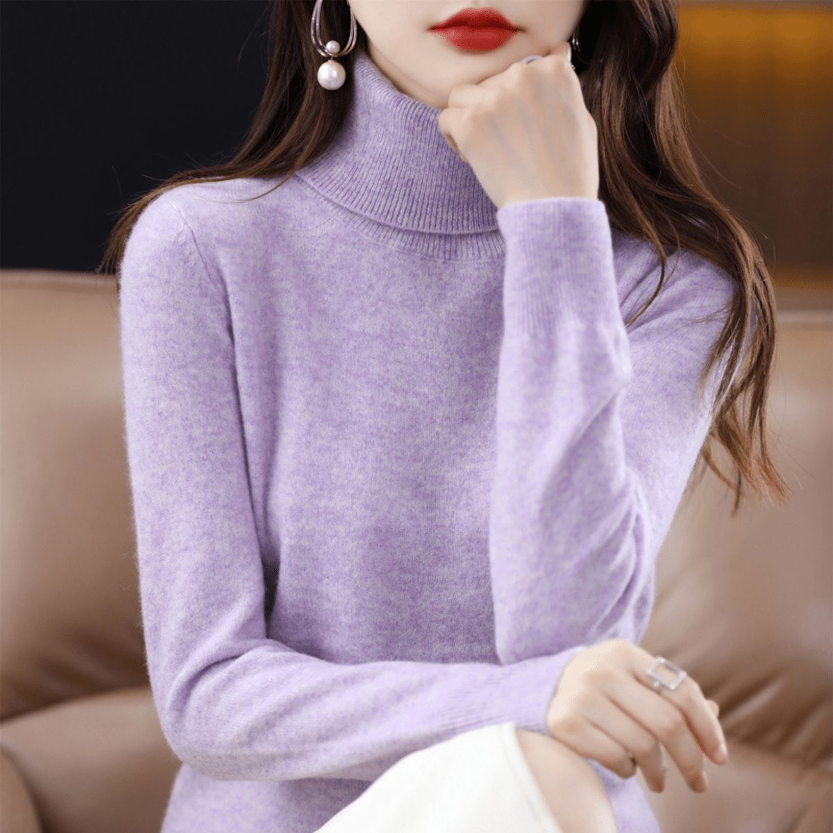 Women's High Neck Knitted Sweater